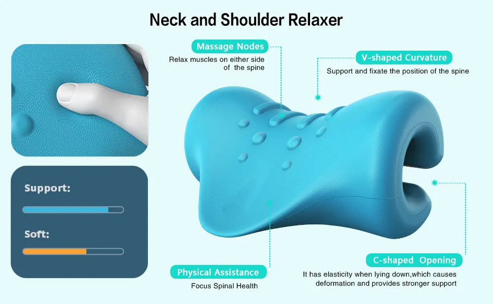 Neck Shoulder Relaxer Cervical Traction Device For TMJ Pain Relief Cervical Spine Alignment Chiropractic Pillow Neck Stretcher