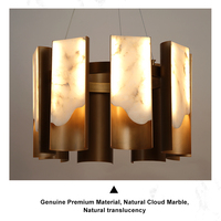 Lustre moderne à anneau en albâtre naturel, acier inoxydable et aluminium pour salle à manger, îlot de cuisine, blanc chaud