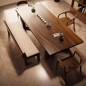 Ensemble de table et chaises de salle à manger polyvalent en bois massif de noyer sud-américain, 6 pièces, meubles durables pour la salle à manger, pour tous les âges - Product Image 3