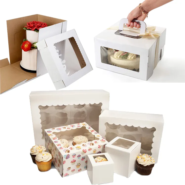 Pink projeta rodada cilindro quadrado gable bolo caixa embalagem para 10 12 "polegadas camadas de alta casamento favor papel casamento bolo caixa