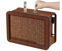 Tirelire rectangulaire en bois moderne de luxe de haute qualité, motif personnalisable, étagère amovible, boîte à monnaie écologique