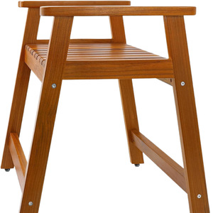 Tabouret de salle de bain en teck Le Rong 62x54.5x62cm avec accoudoirs, chaise latérale de baignoire imperméable - Product Image 5