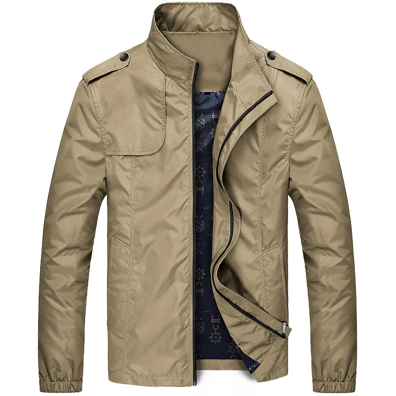 Fashion Spring Men's Jackets Solid Coats Male Casual Stand Collar Jacket Outerdoor Overcoat
