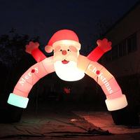 Arche gonflable lumineuse LED en forme de Père Noël, tunnel géant de Noël pour événements festifs