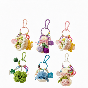 Handmade Crochet Keychain Knitted Bag Pendant Cute Animal Flower Fruit Charm Gift <b>Decoration</b> - Product Image 1