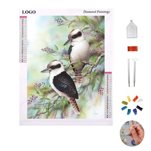 Perceuse ronde complète avec peinture diamantée encadrée oiseau et elfe maison tenture murale décor diamant broderie bricolage Art artisanat pour adultes - Product Image 1