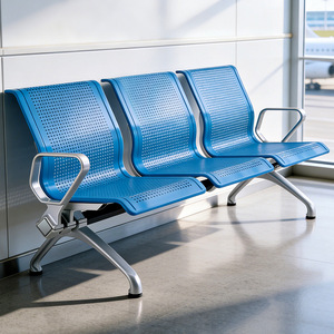 Silla de espera de tres plazas Hengzda para aeropuerto, asiento en fila de acero inoxidable con pasamanos para transporte público y uso hospitalario. - Product Image 3
