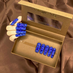 Cubierta completa rojo/azul/Verde diamantes <span class=keywords><strong>de</strong></span> imitación hermosas <span class=keywords><strong>uñas</strong></span> cuadradas duraderas Prensa en 10PCS brillante Bing hecho a mano juego <span class=keywords><strong>de</strong></span> <span class=keywords><strong>uñas</strong></span> caseras - Product Image 4