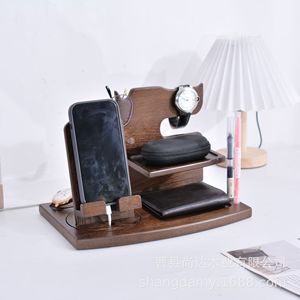 Wooden <b>desktop</b> storage rack for ornaments, bedside storage for mobile phones and watches, bedroom glasses and headphone rack. - Product Image 3