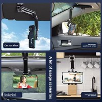 Support de navigation automobile à clipser sur pare-soleil, type boucle, pour enregistreur de conduite et support de téléphone avec rotation à 360 degrés pour caméra d'action