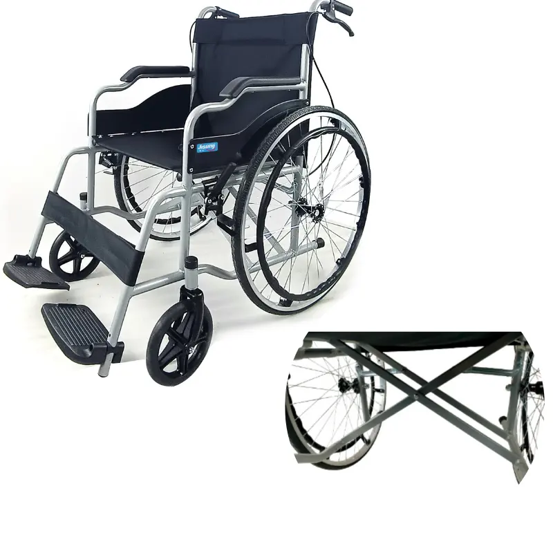 SYIV100-JS003 orang tua kursi roda lipat baja berkualitas tinggi dan kursi roda ringan mudah dibawa