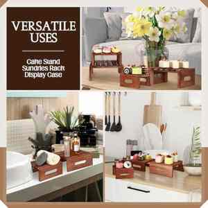 Rehausseurs de présentation en bois rustique écologiques avec poignées, ensemble de 4 plateaux pour la décoration de table de fête de mariage, OEM accepté - Product Image 3