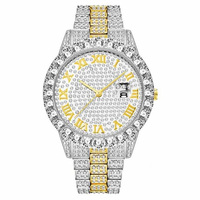 Jam Tangan Blues Top Selling Berlapis Emas Big Bling Bling Berlian Hitam Murah