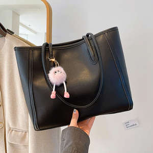 Large capacity women's eco-friendly handbag, solid color shoulder bag - Product Image 1