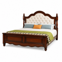 Cadre de lit moderne classique en pin massif écologique avec tête de lit capitonnée, tailles spéciales de luxe, mobilier de chambre pour hôtel et villa