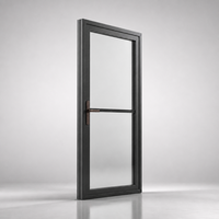 Porte battante simple à cadre étroit en aluminium et verre, porte à battant résidentielle et commerciale pour chambre, balcon, magasin de détail