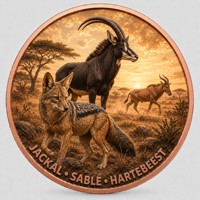 Pièce de monnaie en cuivre pur 999 de 5 oz, Série Animaux de la Savane Afrique : Domination de la Prairie, Édition UV en relief coloré, Pièce de monnaie en cuivre