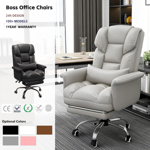 Cadeira de Escritório Boss Confortável para Casa, Sofá Reclinável para Sedentário, Assento de Couro com Encosto, Base de Cinco Estrelas com Rodízios - Product Image 1