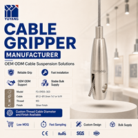 Pince à câble métallique avec connexion filetée M3, sortie latérale réglable, finition argentée pour suspension d'affichage, fournisseur OEM
