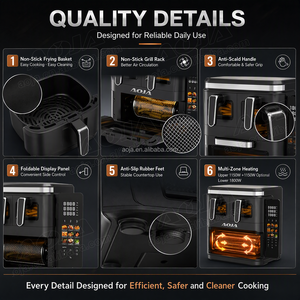 Freidora de Aire Digital OEM 3 en 1 de 3000W con Triple Recipiente (4L+4L+<span class=keywords><strong>9L</strong></span>), Panel de Control Plegable y Función de Horno para Asar y Grill - Product Image 4