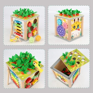 HOYE CRAFT Early Learning Shape Sorting Box Toys cubo di attività in legno giocattoli ravanello tirando gioco per bambini - Product Image 4