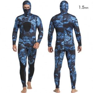 Traje de Neopreno de 2 Piezas <span class=keywords><strong>para</strong></span> Hombre, con Protección <span class=keywords><strong>para</strong></span> Rodillas y <span class=keywords><strong>Pecho</strong></span>, de 1.5mm, Superelástico, con Estampado de Camuflaje por Sublimación, <span class=keywords><strong>para</strong></span> Buceo y Pesca Submarina - Product Image 2
