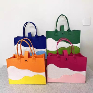 Bán buôn biểu tượng tùy chỉnh sinh thái thân thiện cảm thấy túi công suất lớn đầy màu sắc cảm thấy mua sắm Tote Túi với xử lý - Product Image 2