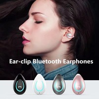 Headset Bluetooth nirkabel, headphone nirkabel, konduksi udara dengan mikrofon bebas genggam, earphone Clip-on-ear untuk berkendara, kerja, Audifonos