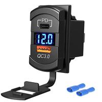 Cargador USB con Voltímetro Tipo Interruptor Basculante, Cargador USB QC3.0 PD con Voltímetro para Automóvil, Barco, RV