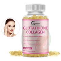 Gélules de collagène et de glutathion de qualité supérieure, marque privée OEM, 60 capsules par flacon, soutien pour la santé de la peau, des cheveux, des ongles et des os chez l'adulte
