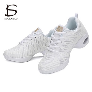 Zapatillas de baile de jazz blancas/negras para mujer, zapatos de baile transpirables al por mayor - Product Image 4