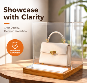 Expositor Acrílico LED de Lujo, Equipo Publicitario con Base de Madera, Organizador de Bolsos para Exhibición Comercial - Product Image 1