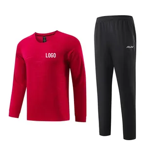 Wholesale Men's Sports Wear Long Sleeve Football Shirts Trousers Football Uniform Jogging Training Tracksuit Set