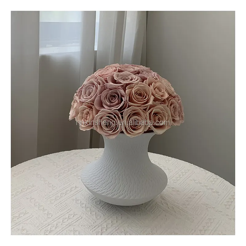 चीनी मिट्टी और चीनी मिट्टी के बरतन vases सजावटी टेबल फूल 100% असली संरक्षित गुलाब टेबल सजावट फूल अनन्त गुलाब