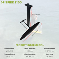 Hydrofoil Spitfire 1100 pour Riders Intermédiaires, Construction Carbone-Aluminium, Couleur Noire, Maniabilité Facile, Utilisation Polyvalente