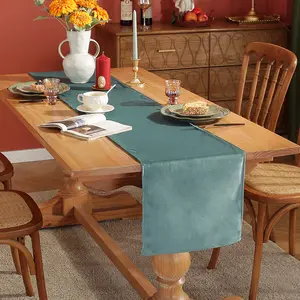 Chemin de Table rectangulaire en velours de couleur unie, foulards de commode pour dîner, fêtes de vacances, cuisine à domicile