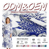 Tela de punto de jersey de bambú lyocell estampada de caída suave para vestidos de mujer, camisetas y camisetas premium, suministro de tela a granel