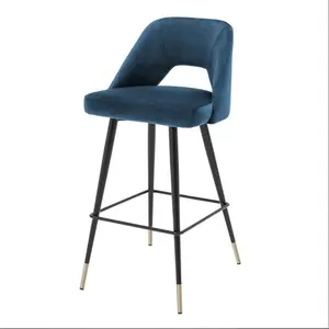 European design comfortable living room furniture wholesale high dining bar chair nordic velvet bar counter stool