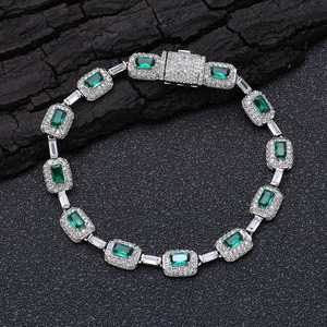 European American High-End Unisex Colorful <b>Gemstone</b> <b>Bracelet</b> Gold Plated 0.3m Thick Claw Setting Trendy Hip-Hop Wholesale - Product Image 2