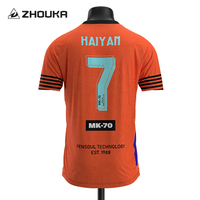 Camiseta de Fútbol Personalizada de Alta Calidad, Transpirable, de Secado Rápido, con Impresión Digital Naranja, Uniforme de Fútbol OEM para Hombre
