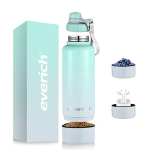 Dog Bowl Attached to Stainless Steel Insulated water Bottle)Vacuum Insulated Water Bottle, Stainless Steel & Double Walled, Hidd