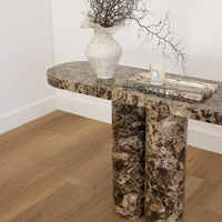 Meubles KUMUSI Table console haute moderne en marbre brun Dark_Emperado Pierre naturelle pour salon
