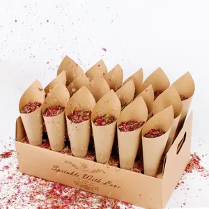 Wedding Confetti Holder Support Party Decoration Kraft Paper Wedding Tray Confetti Cone Wedding Paper Cones