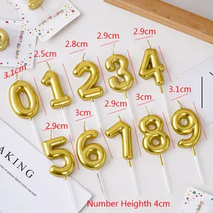 1pc 0-9 Number Candles For Cake New DIY Handmade Fire Candle Birthday Luxurious Gold Good Quality Wax Birthday Candles