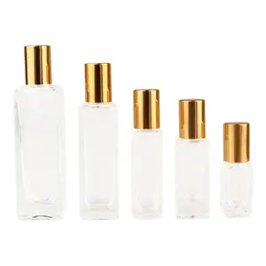 方形5毫升10毫升20毫升30毫升透明玻璃香水卷瓶空矩形玻璃金属滚筒瓶盒包装 (NRB09)