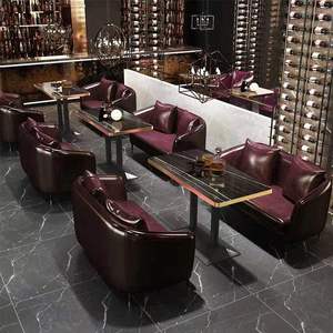 Sofa Da Đôi Tốt Nhất Ghế Quán Cà Phê Nhà Hàng Phương Tây Ghế Câu Lạc Bộ Đêm Quầy Bar Ghế Ngồi Bộ Bàn Và Ghế Quầy Bar - Product Image 4