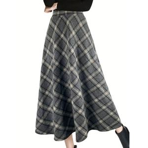 Jupe trapèze rétro épaisse à taille haute en tweed écossais pour femme, collection automne-hiver, qualité OEM personnalisée - Product Image 4
