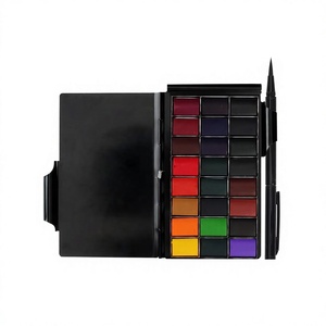 New Arrivals SeamiArt 24color Professional Grade Memo Pad Solid Watercolor Set on Paper with 1pc Metal/ <b>Paint</b> Brush Pen - Product Image 3