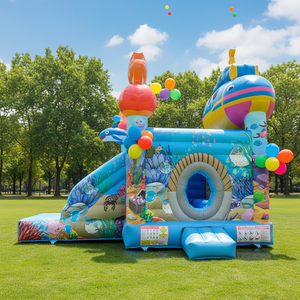 <span class=keywords><strong>Castillo</strong></span> Inflable con Tobogán, Diseño Nuevo, Temática de Sirena, para Fiestas Infantiles y Actividades Comunitarias - Product Image 4