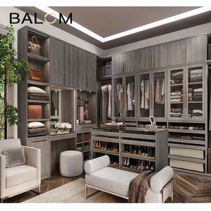 Armario de Madera con Doble Puerta de Vidrio Balom, con Perchero y Organizador de Armario para Dormitorio, Diseño de Pared - Product Image 5